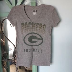 NFL Football Greenbay Packers Multicolor V-neck Top